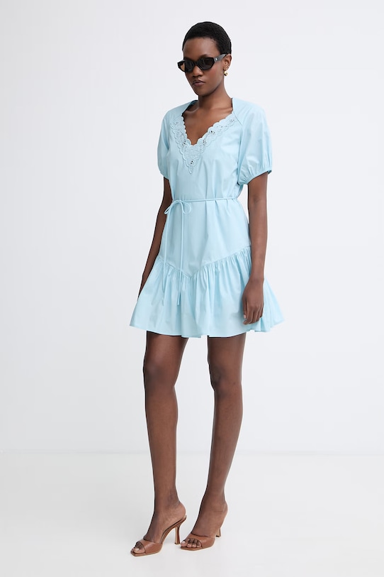 Twinset φόρεμα φαρδύ βαμβακερό 261TT2033 μπλε SS26