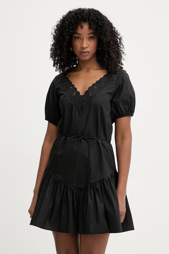 Twinset sukienka rozkloszowana bawełniana czarny 261TT2033