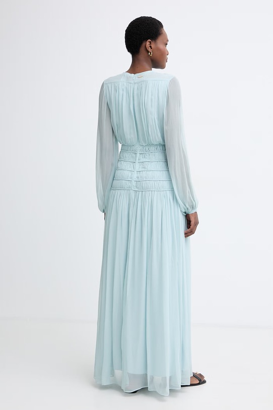 Odzież Twinset sukienka z wiskozy 261TT2042 turkusowy