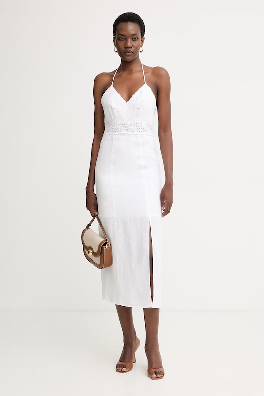 Twinset Καλοκαιρινό φόρεμα λινό 261TT2390 λευκό SS26