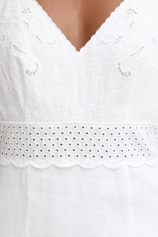 Twinset Καλοκαιρινό φόρεμα λινό 261TT2390 λευκό