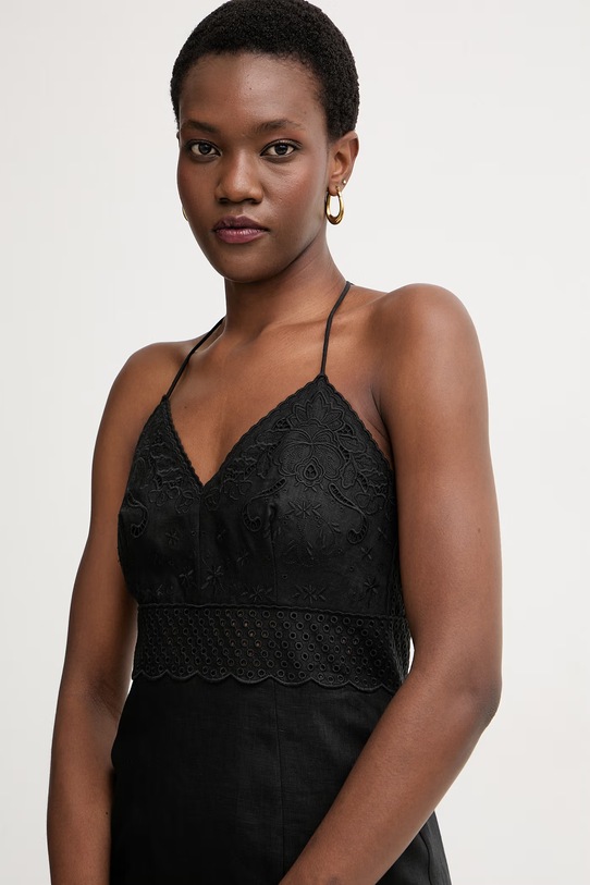 Twinset poletna obleka lanena črna 261TT2390