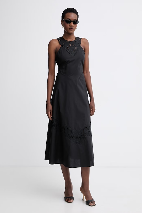 Twinset poletna obleka bombažna 261TT2032 črna SS26