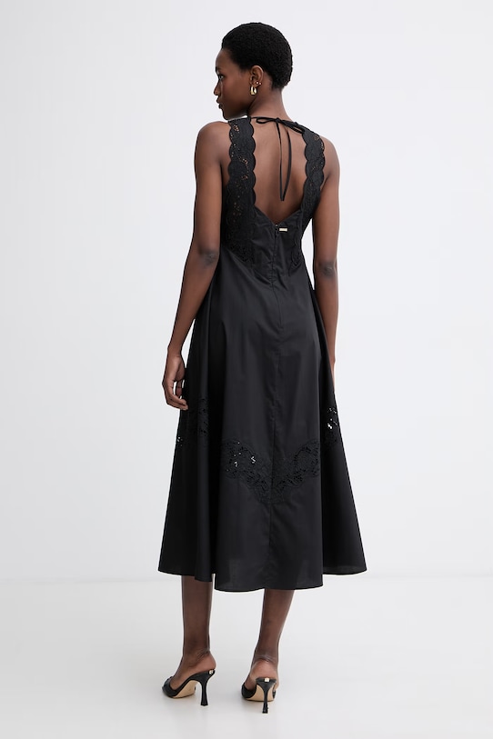 Oblačila Twinset poletna obleka bombažna 261TT2032 črna