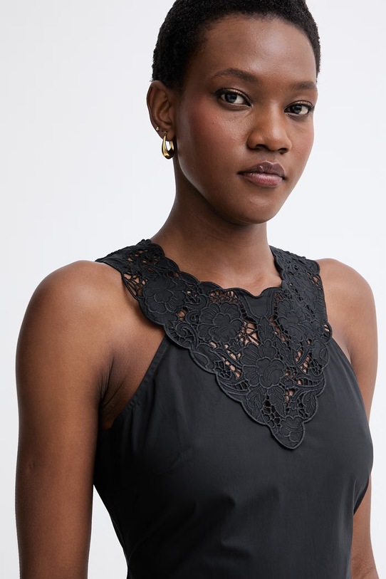 Twinset poletna obleka bombažna črna 261TT2032