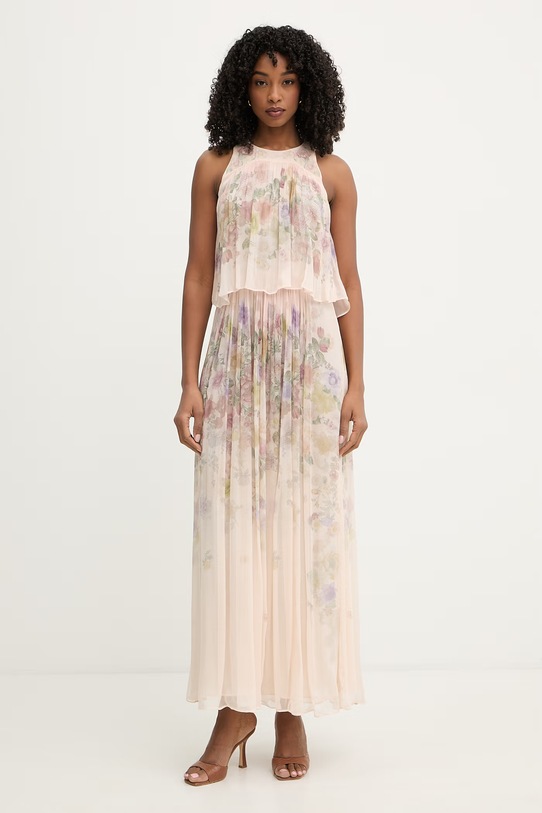 Twinset sukienka plisowana z wiskozy beżowy 261TT2560