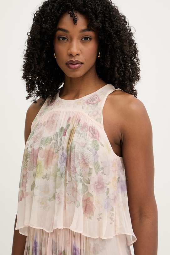 Twinset sukienka plisowana z wiskozy beżowy 261TT2560