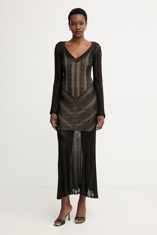 Twinset pletena obleka z viskozo črna 261TT3134