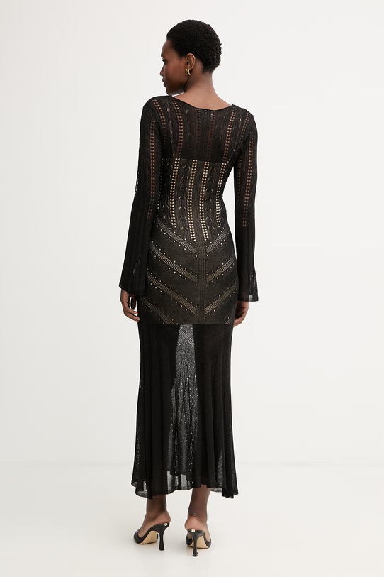 Oblačila Twinset pletena obleka z viskozo 261TT3134 črna