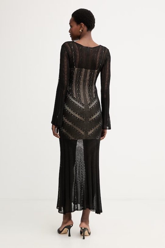 Oblačila Twinset pletena obleka z viskozo 261TT3134 črna