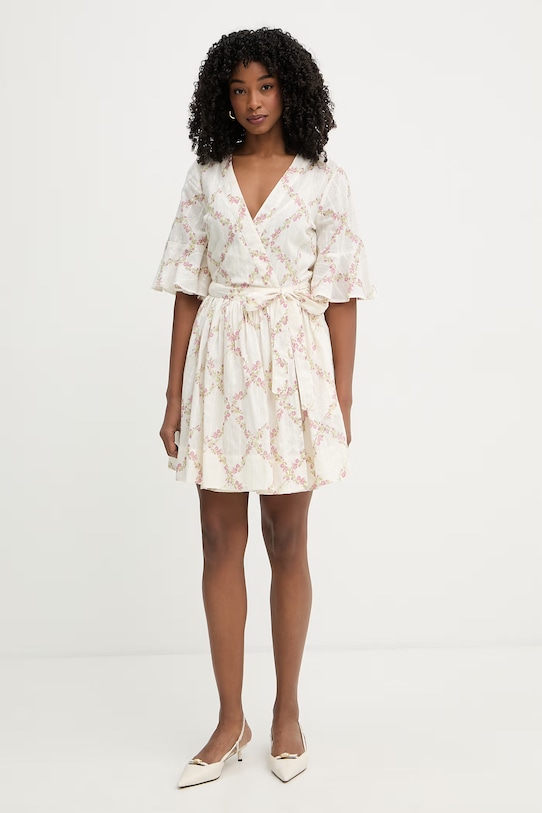 Twinset sukienka kopertowa bawełniana 261TT2610 beżowy SS26