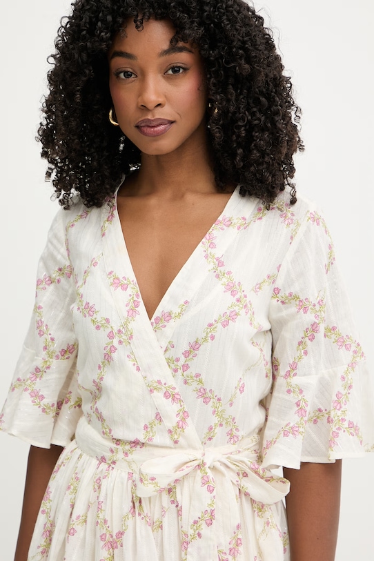 Twinset sukienka kopertowa bawełniana beżowy 261TT2610