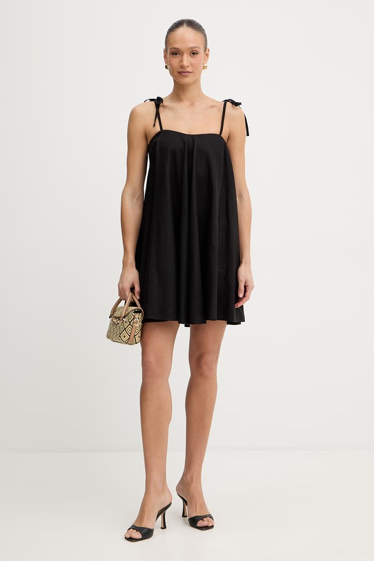 Šaty s prímesou ľanu Twinset 261TF2101 čierna SS26