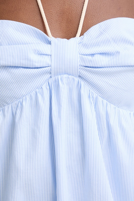 Twinset obleka z odkritimi rameni bombažna 261AT2041 modra