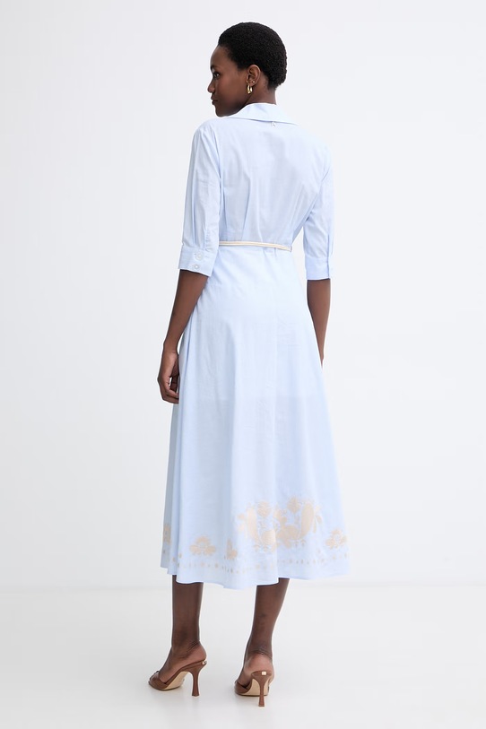 Одяг Twinset розкльошена сукня бавовняна 261AT2032 блакитний