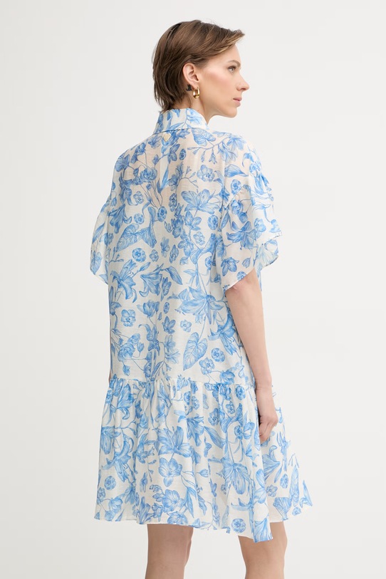 Odjeća Twinset ljetna haljina s dodatkom lana 261LM2SGG plava