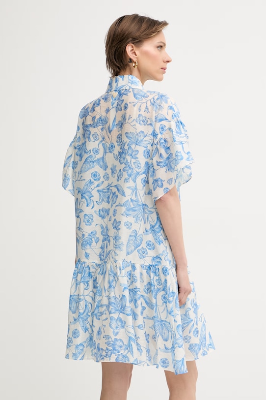 Odjeća Twinset ljetna haljina s dodatkom lana 261LM2SGG plava