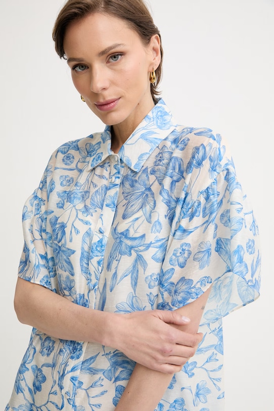 Twinset ljetna haljina s dodatkom lana plava 261LM2SGG