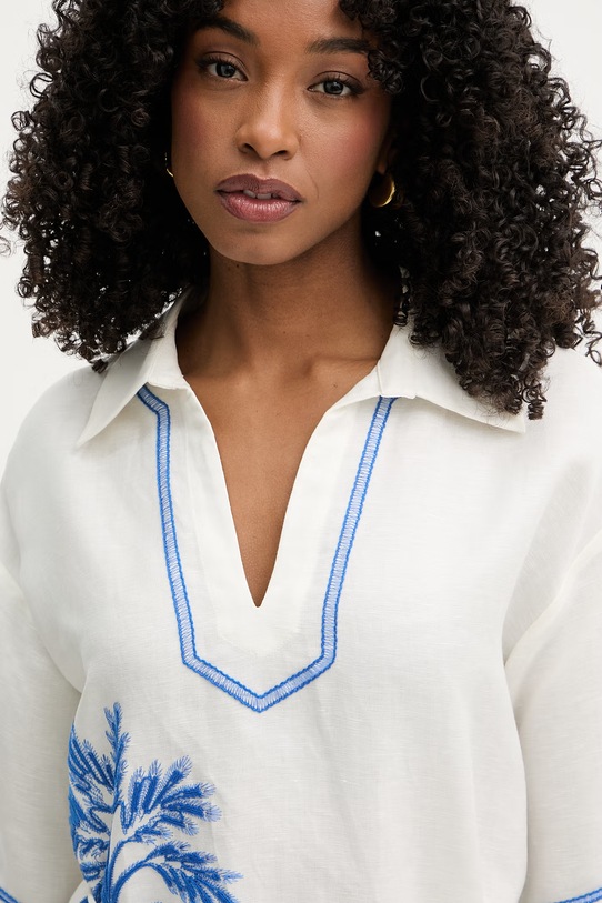 Twinset sukienka letnia z lnem beżowy 261LM2MCC