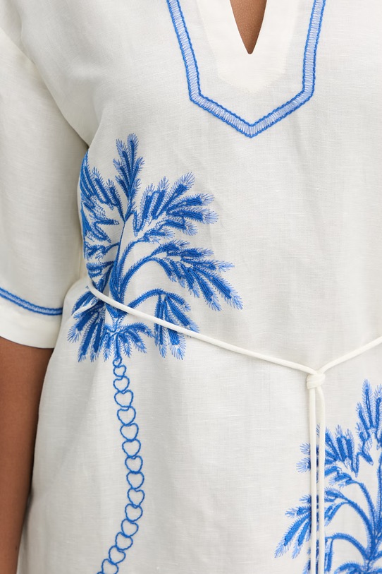 Twinset sukienka letnia z lnem 261LM2MCC beżowy