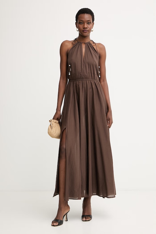 Twinset šaty halter bavlnené 261LM2RDD hnedá SS26