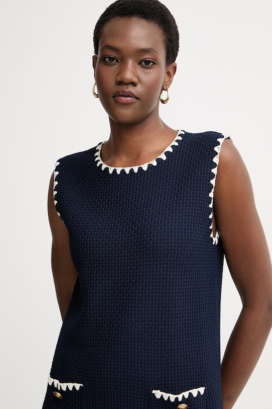 Luisa Spagnoli sukienka z wiskozą Corriera granatowy 100330