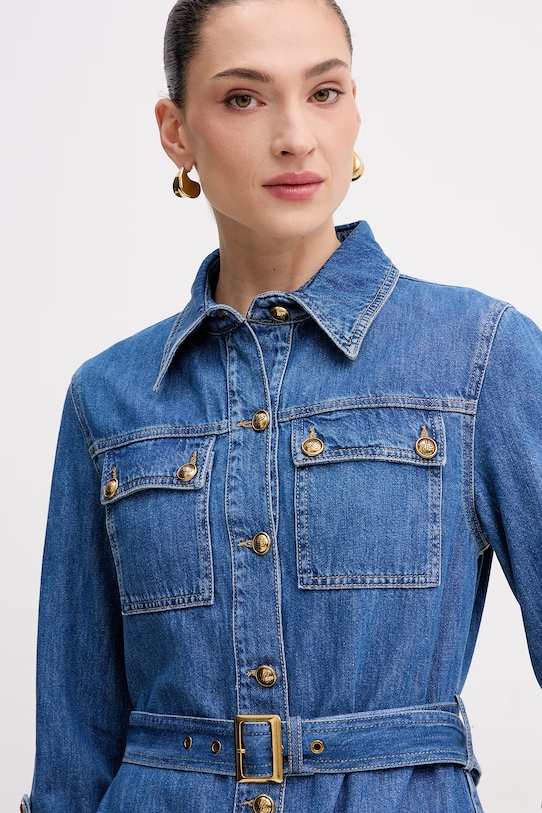 Luisa Spagnoli sukienka bawełniana Passetto niebieski 542969