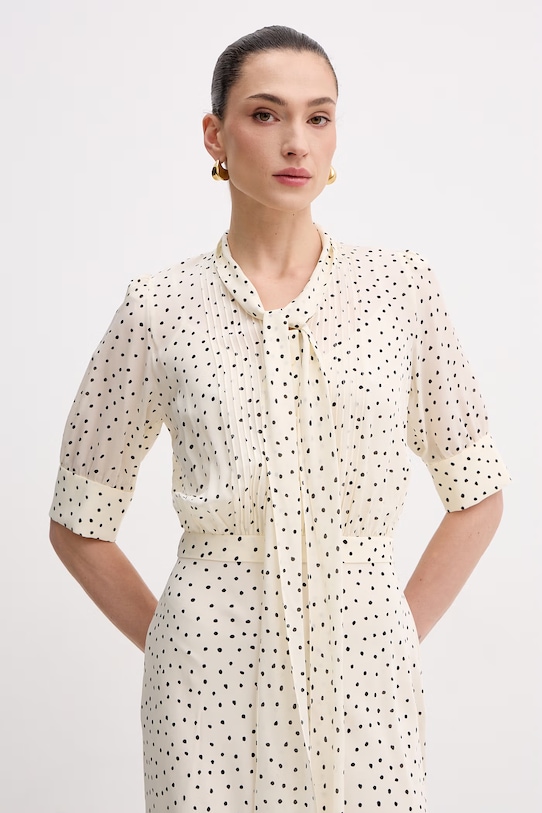 Luisa Spagnoli sukienka letnia z dodatkiem jedwabiu Pinasca beżowy 542839