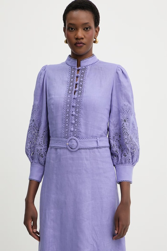 Luisa Spagnoli sukienka lniana Provina fioletowy 542925