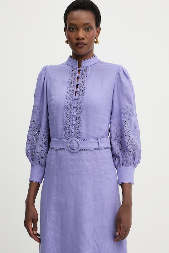 Luisa Spagnoli sukienka lniana Provina fioletowy 542925