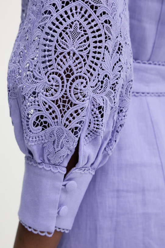 Luisa Spagnoli sukienka lniana Provina 542925 fioletowy