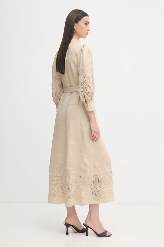 Odzież Luisa Spagnoli sukienka lniana Provina 542925 beżowy