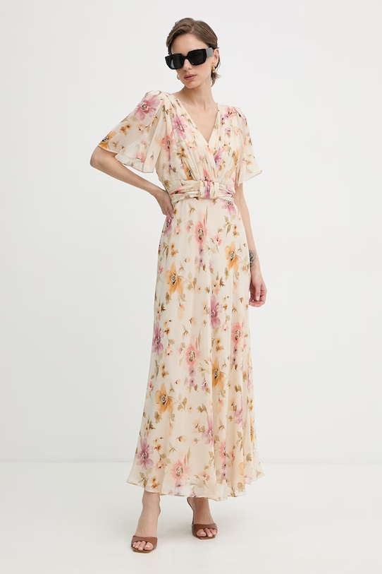 Luisa Spagnoli letné hodvábne šaty Panneggio 543225 béžová SS26