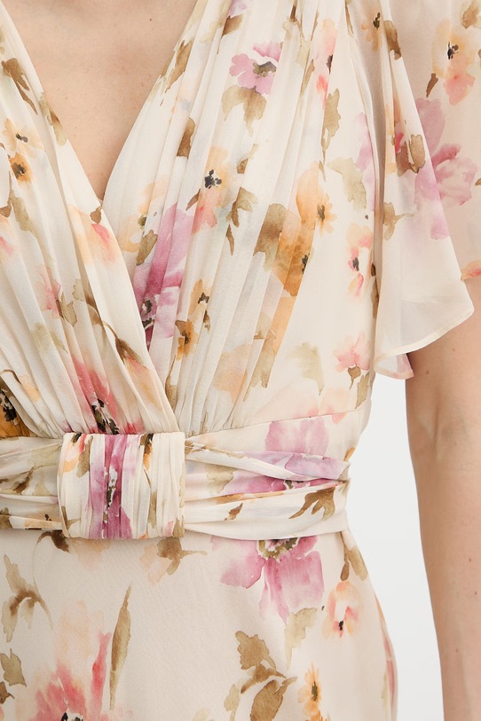 Luisa Spagnoli sukienka letnia jedwabna Panneggio 543225 beżowy