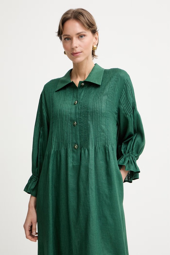 Luisa Spagnoli φόρεμα λινό Pasotto πράσινο 543083