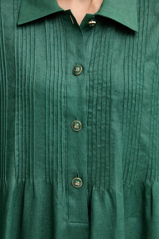 Luisa Spagnoli φόρεμα λινό Pasotto 543083 πράσινο