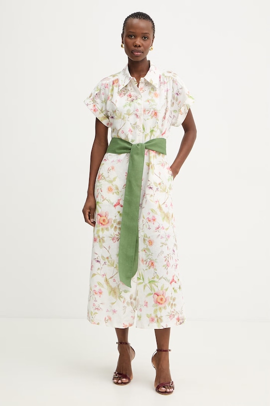 Luisa Spagnoli sukienka lniana Pilea biały 543227