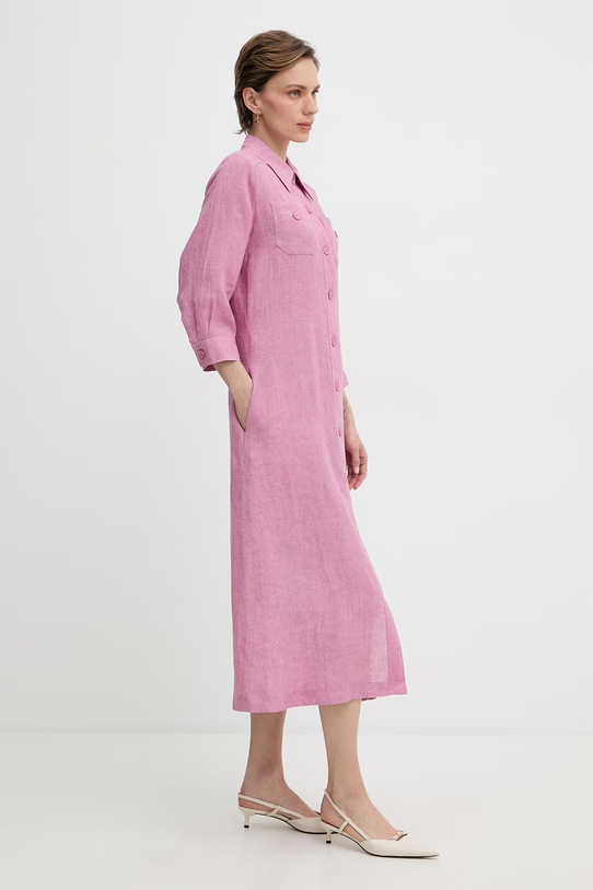 Luisa Spagnoli sukienka koszulowa lniana Polesana 543082 różowy SS26
