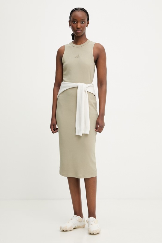 adidas sukienka z bawełną KD6586 zielony SS26