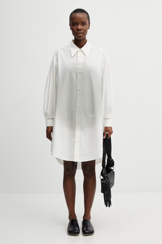 MM6 Maison Margiela košilové šaty bavlněné S52CT0797.M35256.101 béžová