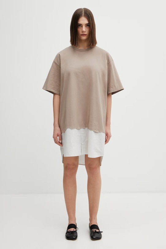 MM6 Maison Margiela sukienka wzorzyste beżowy S52DA0079.M20050.115