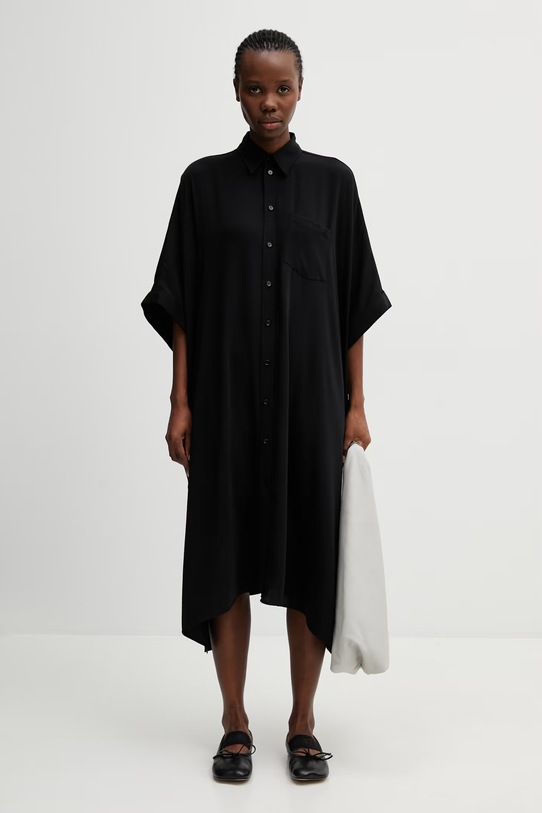 MM6 Maison Margiela košilové šaty hladké S52DD0090.S43455.900 černá