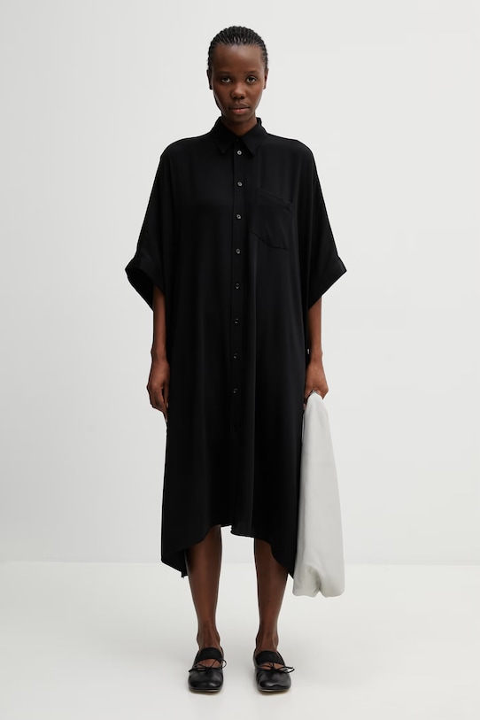 MM6 Maison Margiela košilové šaty hladké S52DD0090.S43455.900 černá