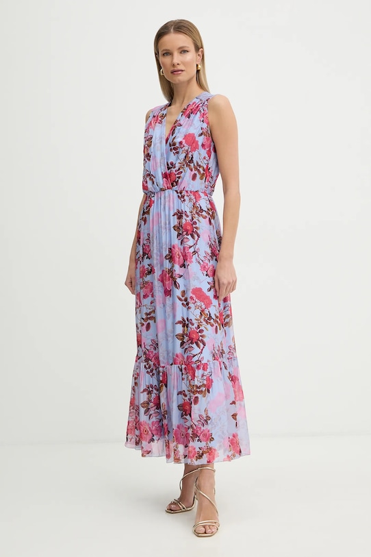 Fracomina sukienka z dodatkiem jedwabiu FR26SD3018W774R8 niebieski SS26