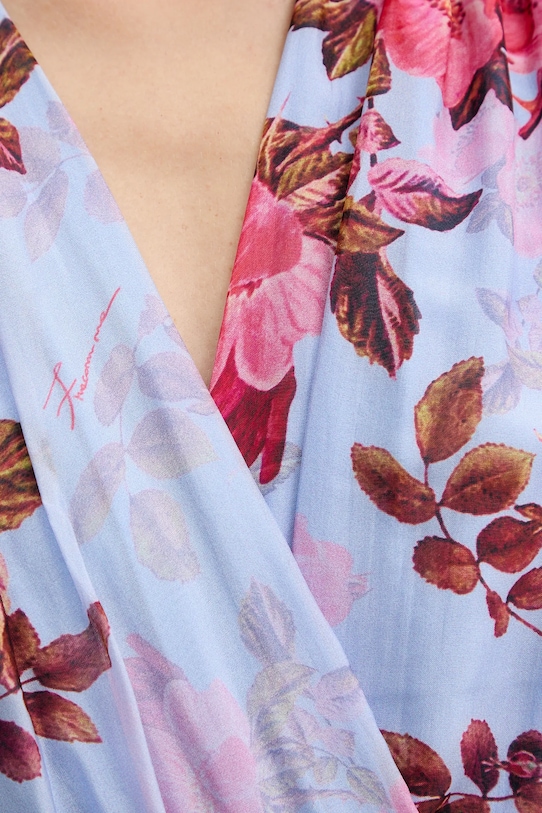 Fracomina sukienka z dodatkiem jedwabiu FR26SD3018W774R8 niebieski