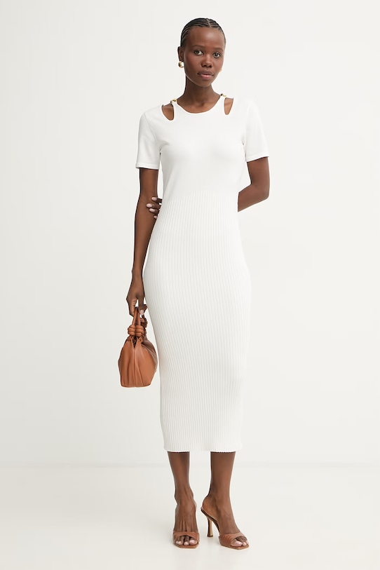 Fracomina sukienka z wiskozą FJ26SD5001K56501 beżowy SS26