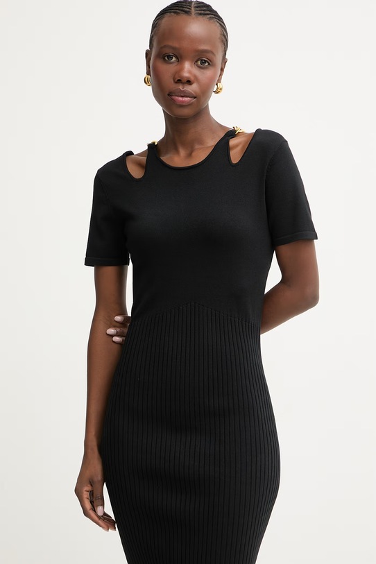 Fracomina sukienka z wiskozą czarny FJ26SD5001K56501