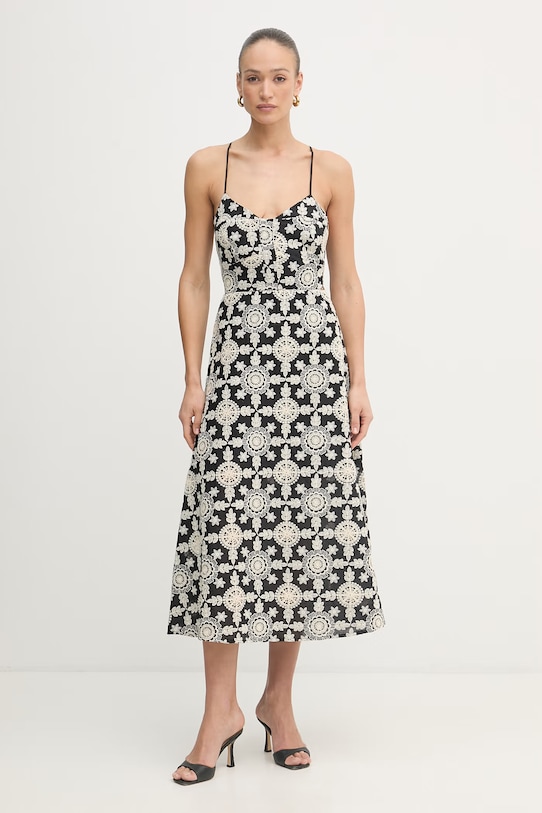 Fracomina Лятна рокля памучна FJ26SD2007W400E5 черен SS26