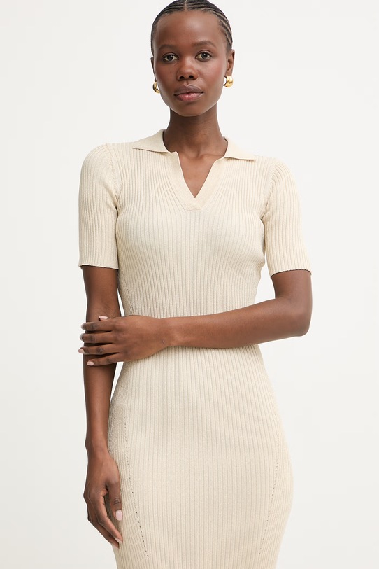 Fracomina sukienka bodycon z wiskozą beżowy FS26SD5001K564Q7