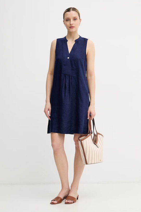 United Colors of Benetton ljetna haljina od lana 4AGHDV0CC mornarsko plava SS26